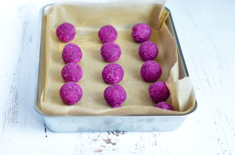 cherry ripe truffles on baking tray